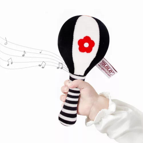 Kontrasztos plüss baba csörgő szett (Maracas + Súlyzó)