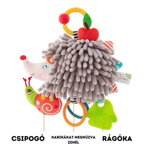 Plüss zenélő felakasztható játék babakocsira, kiságyra - Süni - Happy monkey