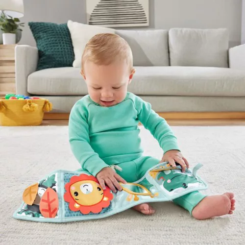 Fisher Price - Puha kihajtogatható kontrasztos foglalkoztató könyv - oroszlán - Mattel