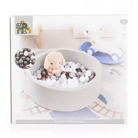 Moni Toys Labdamedence + Ajándék 200 db 5,5 cm labdával - szürke - 90x30 cm