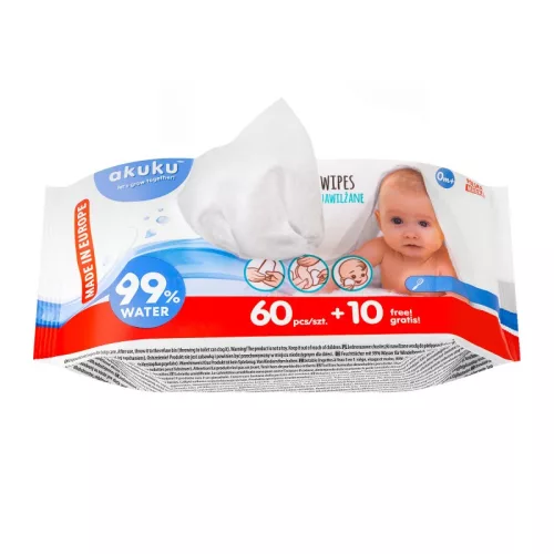Akuku gyermek nedves törlőkendő Aloe Verával - 5x70 db