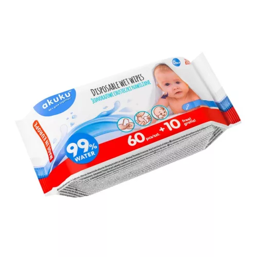 Akuku gyermek nedves törlőkendő Aloe Verával - 5x70 db