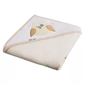 Baba kapucnis törölköző 100×100 cm – Ekrü/Bagoly