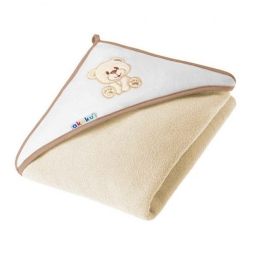 Baba kapucnis törölköző 100×100 cm – Ekrü/Maci