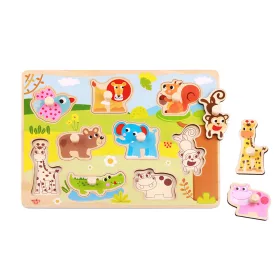 Tooky Toy Fa foggantyús puzzle, Szafari állatok - 10 db