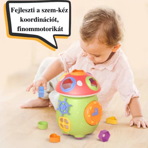 Interaktív zenélő és világító formabedobó játék gombaház - Tumama