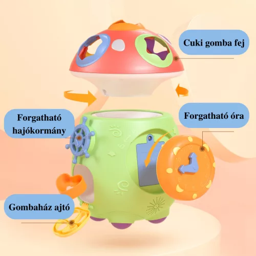 Interaktív zenélő és világító formabedobó játék gombaház - Tumama