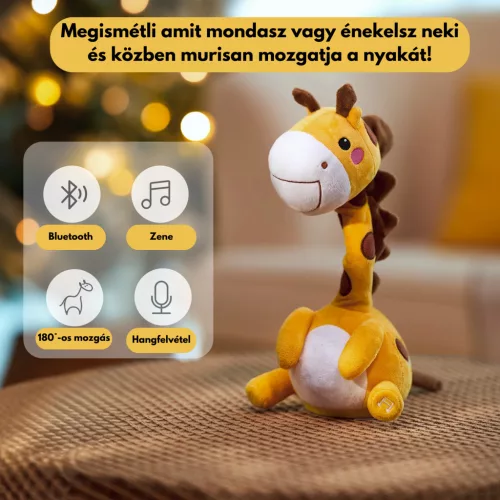 Táncoló, éneklő és beszélő interaktív plüss játék - Zsiráf - Bluetooth - Tumama