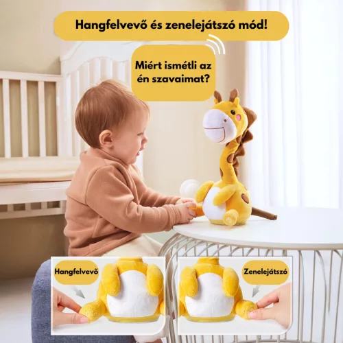 Táncoló, éneklő és beszélő interaktív plüss játék - Zsiráf - Bluetooth - Tumama