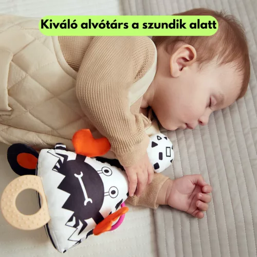 Kontrasztos puha textil activity piramis játék rágókával - babakocsira, kiságyra, autósülésre - Tumama