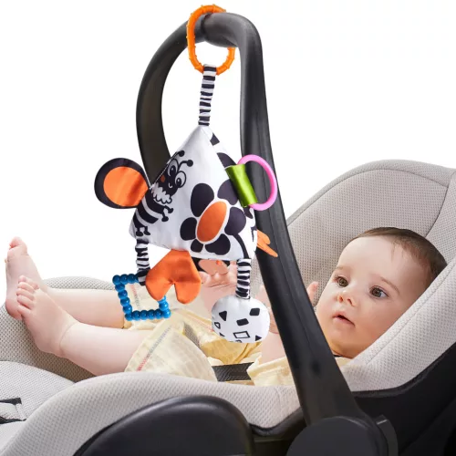 Kontrasztos puha textil activity piramis játék rágókával - babakocsira, kiságyra, autósülésre - Tumama