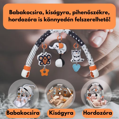 Kontrasztos játékhíd - Animal - Babakocsira, kiságyra, pihenőszékre, hordozóra - Tumama