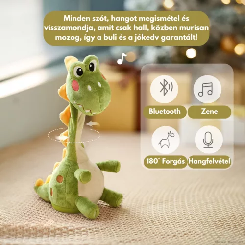 Táncoló, éneklő és beszélő interaktív plüss játék - Dínó - Bluetooth - Tumama