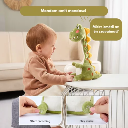 Táncoló, éneklő és beszélő interaktív plüss játék - Dínó - Bluetooth - Tumama
