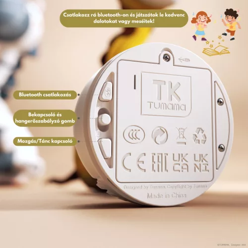Táncoló, éneklő és beszélő interaktív plüss játék - Dínó - Bluetooth - Tumama