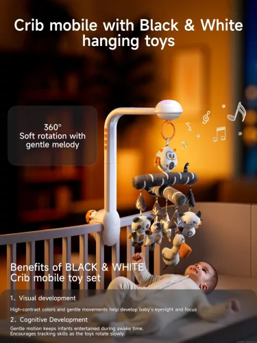 Kontrasztos Altatódalos Zenélő Körforgó, Projektor, Bluetoot - Tumama Kids