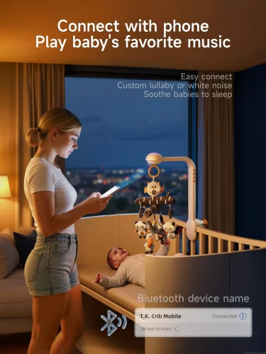 Kontrasztos Altatódalos Zenélő Körforgó, Projektor, Bluetoot - Tumama Kids