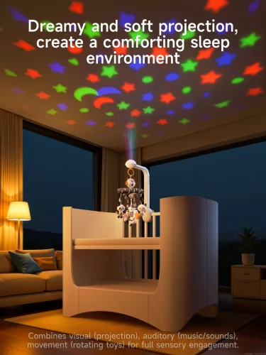 Kontrasztos Altatódalos Zenélő Körforgó, Projektor, Bluetoot - Tumama Kids