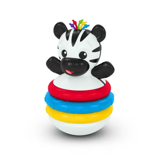 BABY EINSTEIN Rágóka BPA mentes Építőjáték, Keljfeljancsi Zebra Stack & Wobble Zen™ 3hó+