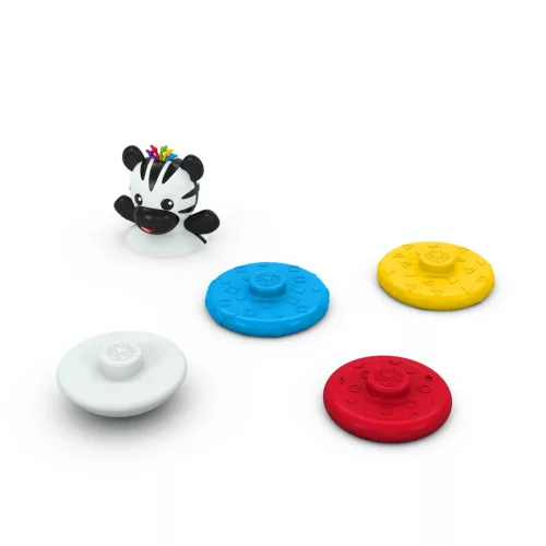 BABY EINSTEIN Rágóka BPA mentes Építőjáték, Keljfeljancsi Zebra Stack & Wobble Zen™ 3hó+