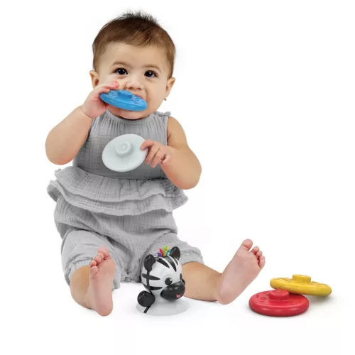 BABY EINSTEIN Rágóka BPA mentes Építőjáték, Keljfeljancsi Zebra Stack & Wobble Zen™ 3hó+