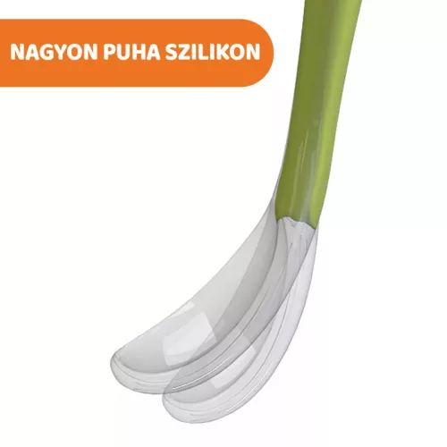 Chicco puha szilikon kanál babáknak 6+ - zöld