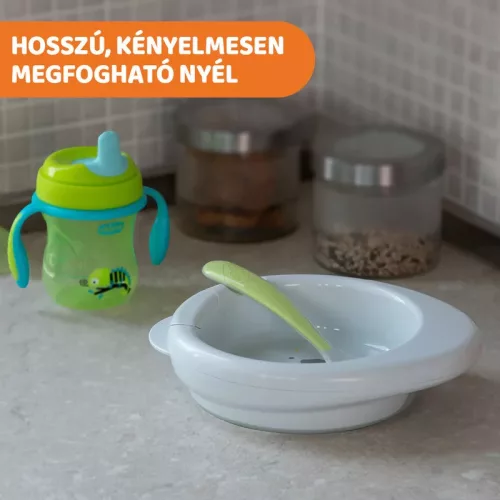 Chicco puha szilikon kanál babáknak 6+ - zöld