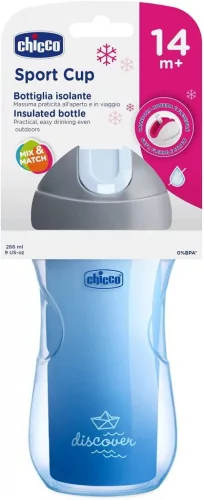 Chicco Sport termo szívószálas itatópohár 266 ml – Kék, 14h+