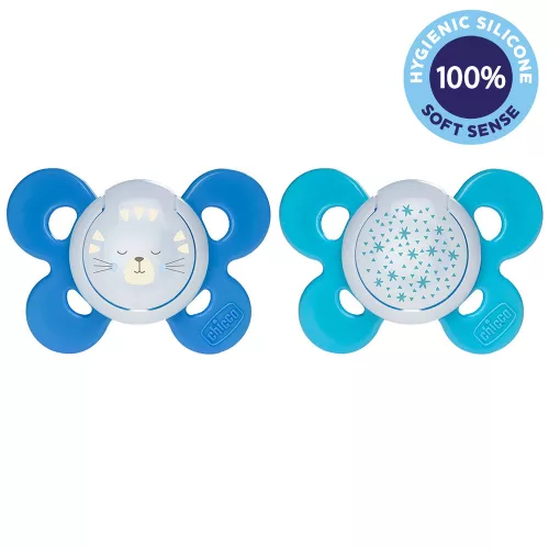 Chicco Physio Comfort szilikon éjszakai cumi 16-36h fiú - macska/csillagok 2 db