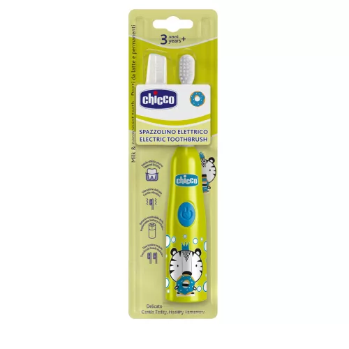 Chicco Tiger gyermek elektromos fogkefe rezgőfejjel + 2 cserefej – 3 év+