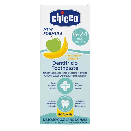 Chicco Fogkrém alma-banán ízesítéssel fluoridmentes 50ml, 6-24 hónapos korig