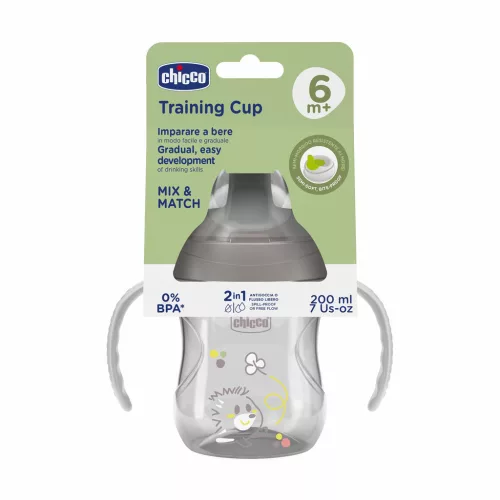 Chicco tanuló itatópohár foggantyúval 6hó+ - grey - 200 ml