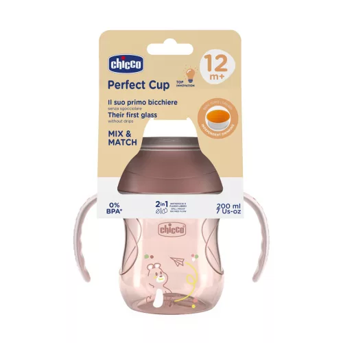 Chicco Perfect X 360 fokos Itatópohár foggantyúval 12hó+ - 200ml - Pink