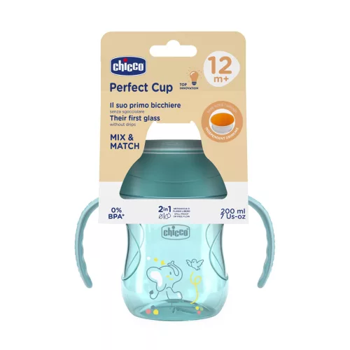 Chicco Perfect X 360 fokos Itatópohár foggantyúval 12hó+ - 200ml - Elefánt