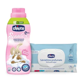   Chicco öblítő koncentrátum 750ml Virágok illata, Delicate Flowers + Ajándék 72 db-os Chicco nedves törlőkendővel