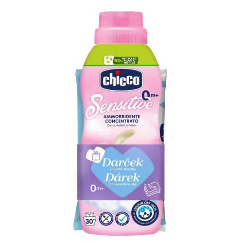 Chicco öblítő koncentrátum 750ml Virágok illata, Delicate Flowers + Ajándék 72 db-os Chicco nedves törlőkendővel