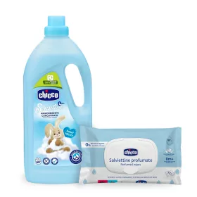   Chicco öblítő koncentrátum 1,5 liter Sweet Talcum púder illat + Ajándék 72 db-os Chicco nedves törlőkendővel