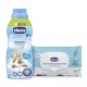 Chicco öblítő koncentrátum 750ml Sweet talcum púder kék + Ajándék 72 db-os Chicco nedves törlőkendővel