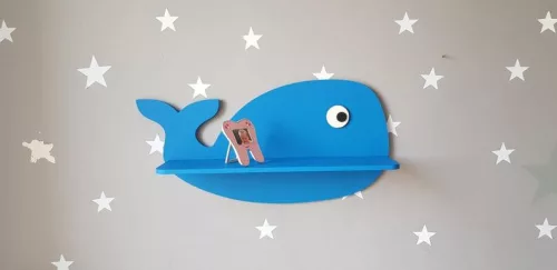 Gyerekszoba fa fali polc - Bubi Bálna