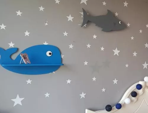Gyerekszoba fa fali polc - Bubi Bálna
