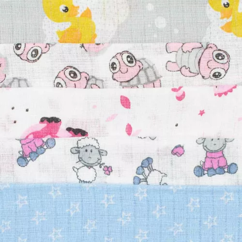 Pamut pelenka nyomtatott mintával NEW BABY 60x80 cm STANDARD 10 db