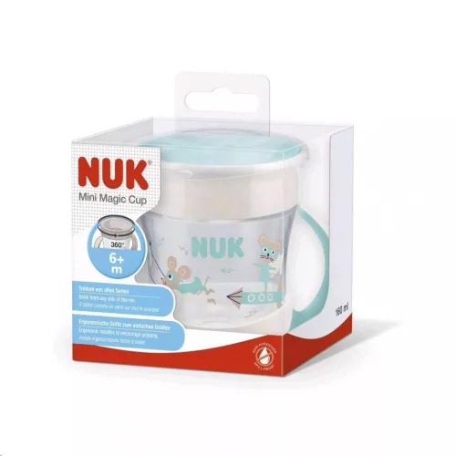 Bájos itató pohár Mini Magic NUK 360° fedéllel zöld