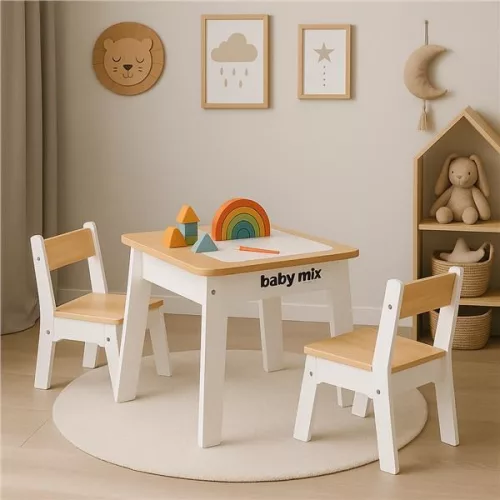 Gyerekasztal és székek fából - Baby Mix Leaf Natural