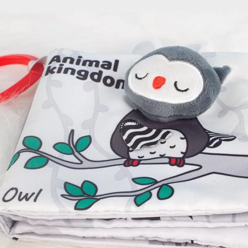 Kontrasztos Fekete-Fehér-Piros Textil babakönyv - Állatvilág