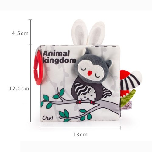 Kontrasztos Fekete-Fehér-Piros Textil babakönyv - Állatvilág