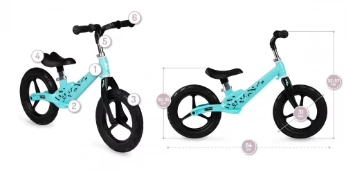 MoMi ULTI Magnézium futóbicikli 12" - Türkiz