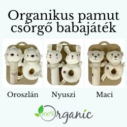 Organikus pamut csörgő babajáték - 2 db-os szett