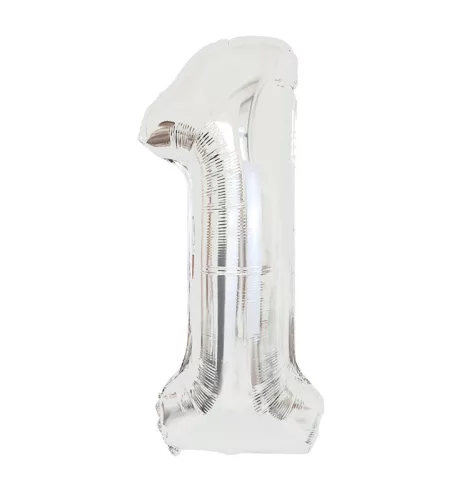 Óriás szám fólia lufi 101 cm - ezüst