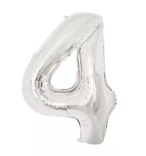 Óriás szám fólia lufi 101 cm - ezüst