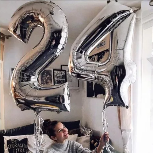 Óriás szám fólia lufi 101 cm - ezüst